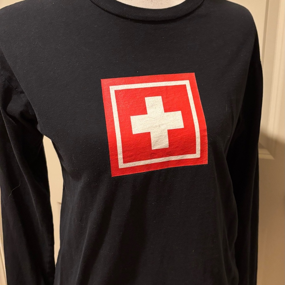 Paul Frank Women’s Black Tee with Red Cross Logo Tag